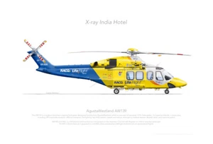 AGUSTAWESTLAND AW139 VH-XIH RACQ 2023 - A3+ Profile Print - Imagen 1 de 4