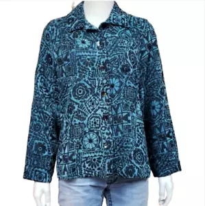 IOS Womens Sequined Jacket Small New Button Closure Pockets Long Sleeve Collared - Picture 1 of 7