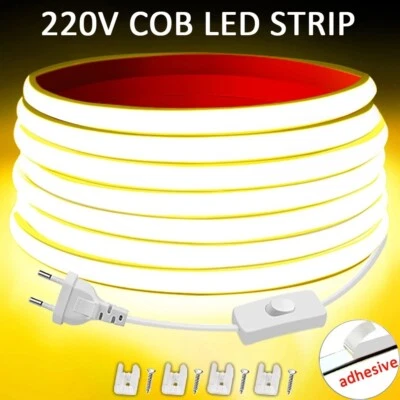 Bande Lumineuse LED COB Flexible Haute Luminosité, 220V, 220V Cuisine, Séjour... - Immagine 1 di 4