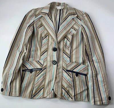 Blazer To The Max Mujer XS Blazer a Rayas Dos Botones Bolsillo Beige  Foto 1 de 4