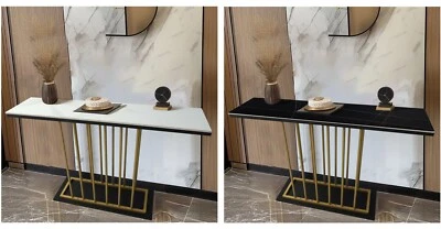 Large Sintered Stone Metal Frame Console Sofa End Table Hallway Furniture Home - Image 1 of 4