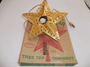 Vintage Gold'RADIANT STAR' Christmas Tree Topper 7" IN or OUTDOOR w/ Box- BIN - Picture 1 of 8
