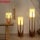 Japanese Style Walnut Wood Floor Lamps Sofa Standing Fabric Shade Floor Light 