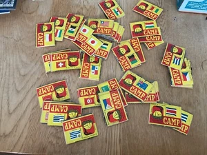 Collectable mixed Match Box Labels on wood about 48 flags B274 - Picture 1 of 3
