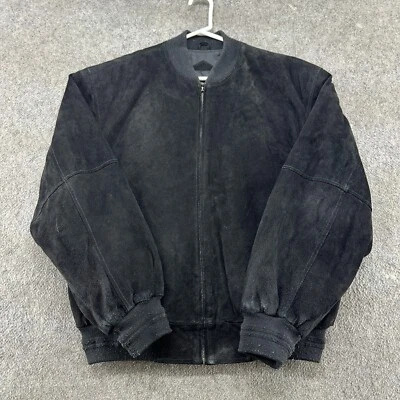 Chaqueta Croft Barrow DE COLECCIÓN Para Hombres M Negra Bombardero Cuero Genuino Gamuza Forrada Años 90 Foto 1 de 4