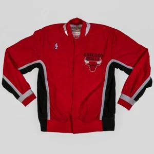Mens Mitchell & Ness NBA 1992-93 Authentic Warm Up Jacket Red Chicago Bulls - Picture 1 of 18