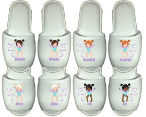 Personalised Gymnast Spa Slippers - childrens gymnastics dance rhythmic gift - Picture 1 of 9