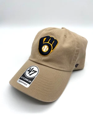 Gorra Milwaukee Brewers Caqui '47 Marca MLB Limpieza Correa Ajustable Gorra Nueva MLB Foto 1 de 4