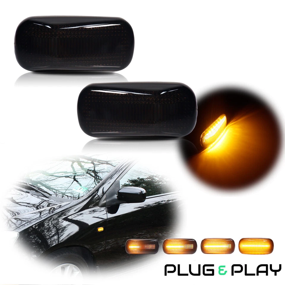 Luces de señalización laterales LED ámbar secuencial ámbar para Honda Civic Acura RSX Integra Foto 1 de 4