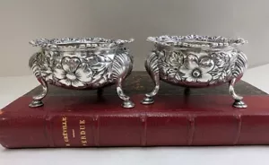 Antica cantina aperta vittoriana americana Gorham argento sterling Rose repousse - Foto 1 di 7