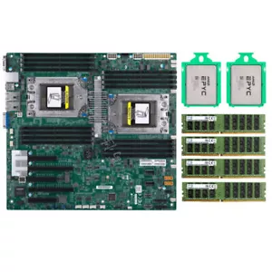 Carte mère Supermicro H11DSI-NT + 2x CPU AMD EPYC 7532 32 cœurs + 128 Go de RAM - Photo 1/9