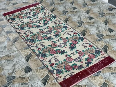 Alfombra de granja Oushak de colección alfombra de lana turca anatolia anudada a mano 2,4 x 6,6 Foto 1 de 4