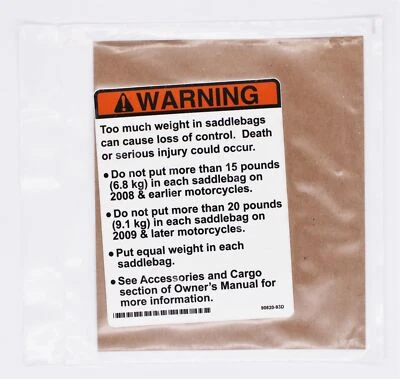 Saddle Bag Label Part Number - 90820-93D For Harley-Davidson - Изображение 1 из 2