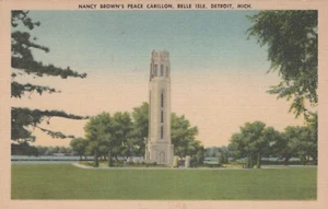 Detroit Michigan Belle Isle Nancy Brown's Peace Carillon Vintage PC Unposted - Picture 1 of 2
