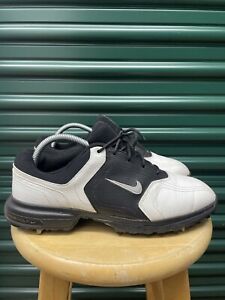 Nike Heritage Golf Shoes Cleats Mens 336040-101 Black White Leather Size 8
