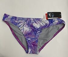 Speedo Large Bikini Bottoms Purple Print Hipster Silicone Grip UV Protection