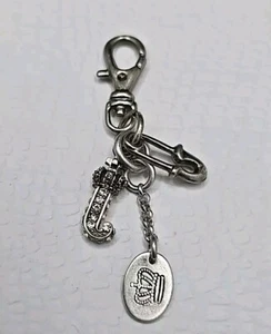 Rare Vtg Juicy Couture Silver Tone Charm Crowned Letter J With Rhinestones - Picture 1 of 6