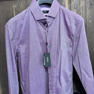 HUGO BOSS Shirt Mason4 Dark Purple Slim Fit Size L - Picture 1 of 17