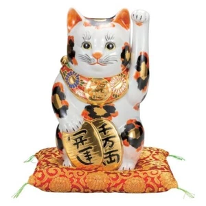 Maneki-Neko (Glückskatze) Kutani-yaki, traditionelles japanisches Handwerk - Bild 1 von 1