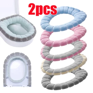 2PCS Closestool Toilet Seat Pad Mat Bathroom Warmer Washable Padded Covers NEW - Picture 1 of 14
