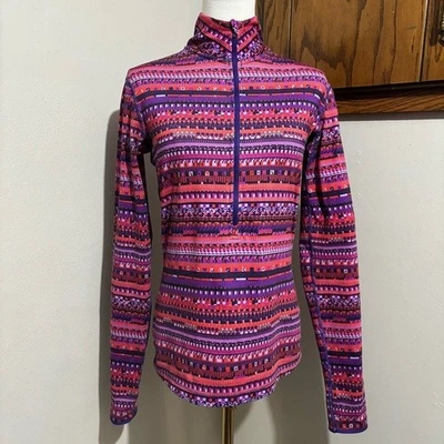 Camiseta deportiva Nike Pro Dri Fit púrpura con cremallera de cuarto de baño manga larga talla mediana Foto 1 de 4