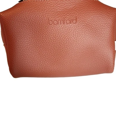 Bolso Bamford Mujer Talla Cuero Guijarro Naranja/Marrón Logotipo Repujado Viaje Foto 1 de 4