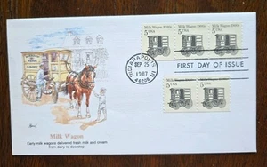 US FDC # 2253 Milk Wagon 1900s 1987. - Picture 1 of 6