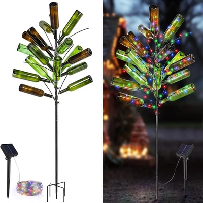Bottle Tree with Solar Light, Metal Classic Glass Bottle Tree, 61" Garden Win... - Image 1 of 4