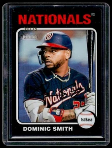 2024 Topps Heritage Dominic Smith Chrome Black Refractor 78 Nationals #/75 - Picture 1 of 2