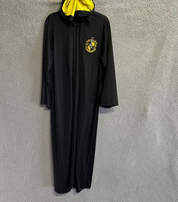 Harry Potter Hufflepuff Robe Adult Black Yellow Crest Cosplay Costume Wizard - Image 1 of 4