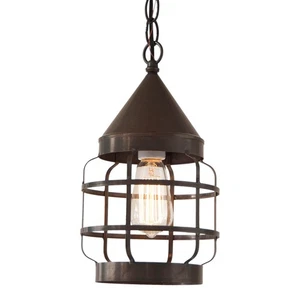 Irvins Country Tinware Round Hanging Strap Light in Kettle Black - Picture 1 of 3