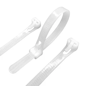 100 Pcs Reusable Releasable Adjustable Nylon Cable Zip Ties(14 Inch,White) - Picture 1 of 6