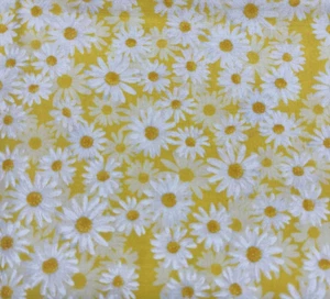 1/2 yd cut cotton fabric - Daisy Delight Kanvas Studio Flowers on Yellow - Picture 1 of 4