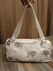 New Canvas Aztec Buffalo Shoulder Bag Purse Gray White Western Tote Handbag - Picture 1 of 7