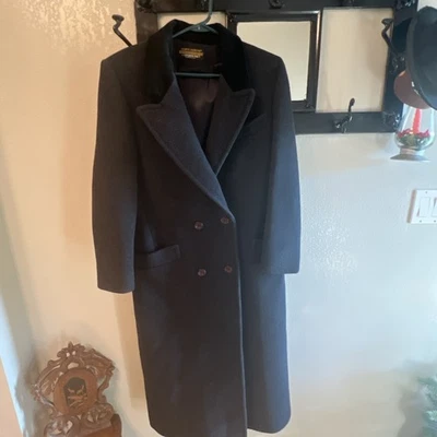 Винтажный London туман женщина пальто 8 R шерсти / бархата пальто с длинной подкладкой США черный - Изображение 1 из 4