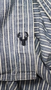 Camisa vaquera LL Bean grande alta a rayas azules y blancas para hombre con botones de metal - Imagen 1 de 11