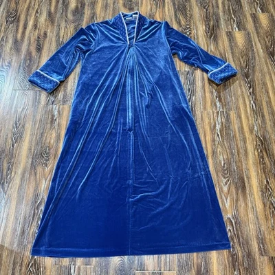 Bata azul vintage ADONNA para mujer talla S terciopelo terciopelo abrigo albornoz 1/2 cremallera Foto 1 de 4