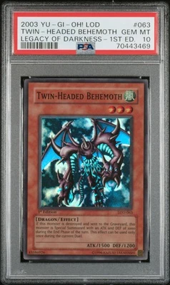 YUGIOH PSA 10 2003 Twin-Headed Behemoth LOD-063 Super Rare 1st Edition *3469 - Image 1 of 2
