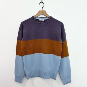 AYR The Yachty Moma Luxury Wool Sweater Purple Orange Blue Striped size XL - Picture 1 of 7