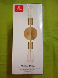 Globe Electric 51736 Alexandria 2 Light 10" Matte Brass Vanity Light - Picture 1 of 4