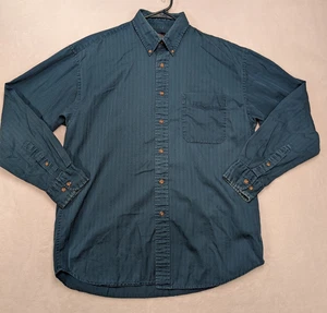 Cambridge Classics Button Down Shirt Mens Medium Teal Striped Long Sleeve - Picture 1 of 10