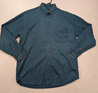Cambridge Classics Button Down Shirt Mens Medium Teal Striped Long Sleeve - Image 1 of 4