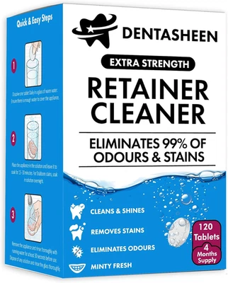 Retainer Cleaner Tablets - 120 Tablets 4 Months Supply - Fresh, Brite and Stain-