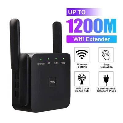 US Plug 1200 Mbps WiFi Booster: AP/Router/Ripetitore 3 in 1, Copertura Zona Morta (Casa) - Immagine 1 di 4