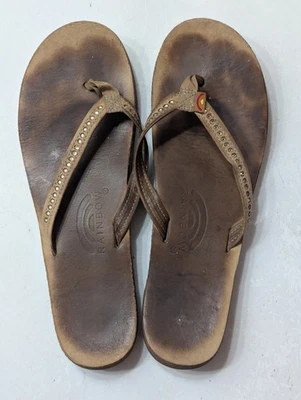 Women's Rainbow Sandals With Rhinestones Size 8.5 Crystal Collection - Image 1 of 4