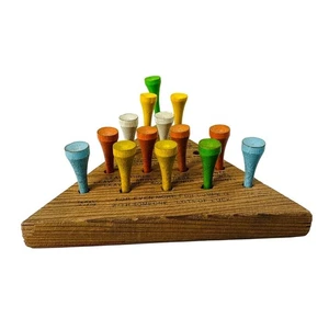 Vintage Wooden IQ Quiz With Pegs Peg Solitaire Tricky Triangle - Picture 1 of 11