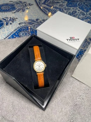 TISSOT STYLIST Hand Wound Gold Plated Leather Strap Box Included Vintage - image 1 of 4