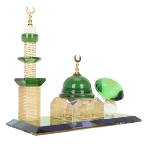 Dome Mosque Ornament Crystal Muslim Building Figurine Miniature Cel - Picture 1 of 12