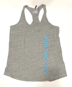 NEW Under Armour Women Charged Cotton Graphic "Run this city" Tank Top Grey L - Picture 1 of 1