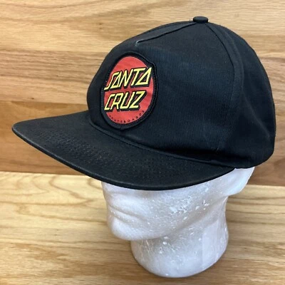 Santa Cruz Skateboards Hat Black Snapback Circle Logo Patch Cap - Image 1 of 4